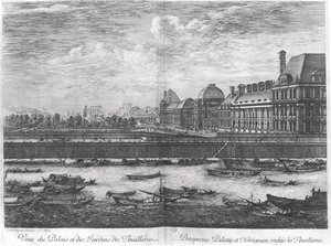 Vista del Palais des Tuileries y los jardines, 1670 de Israël Silvestre the Younger
